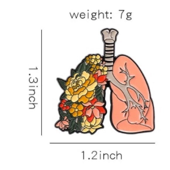 Floral Lungs Enamel Pin Nurse Doctor Med Student Gift Gardening Anatomy Brooch - Picture 4 of 7